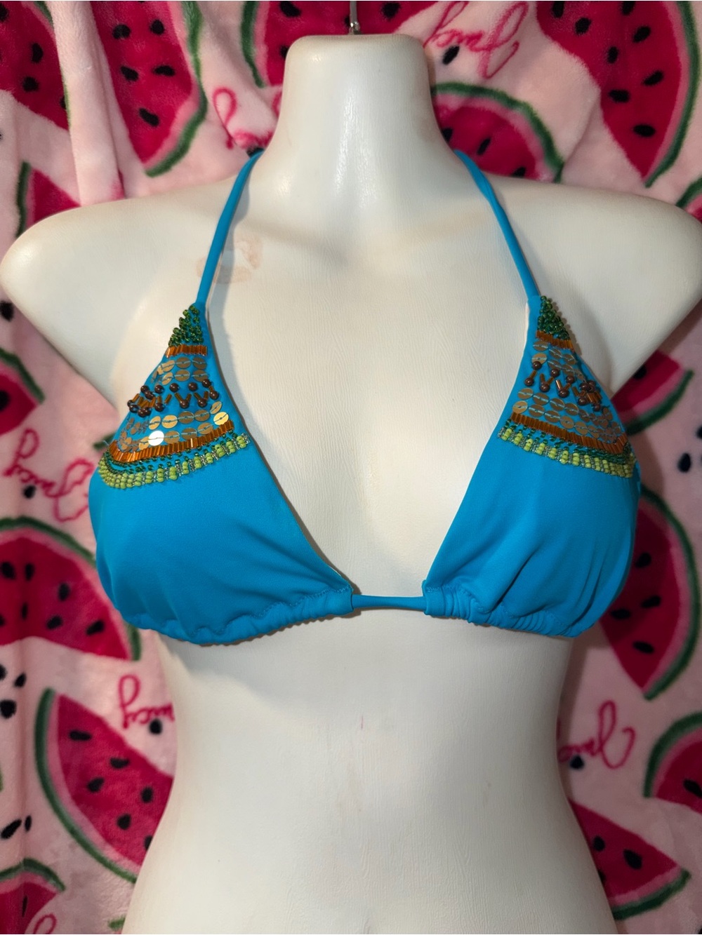🩵 Victoria's Secret Beaded Triangle Bikini Top